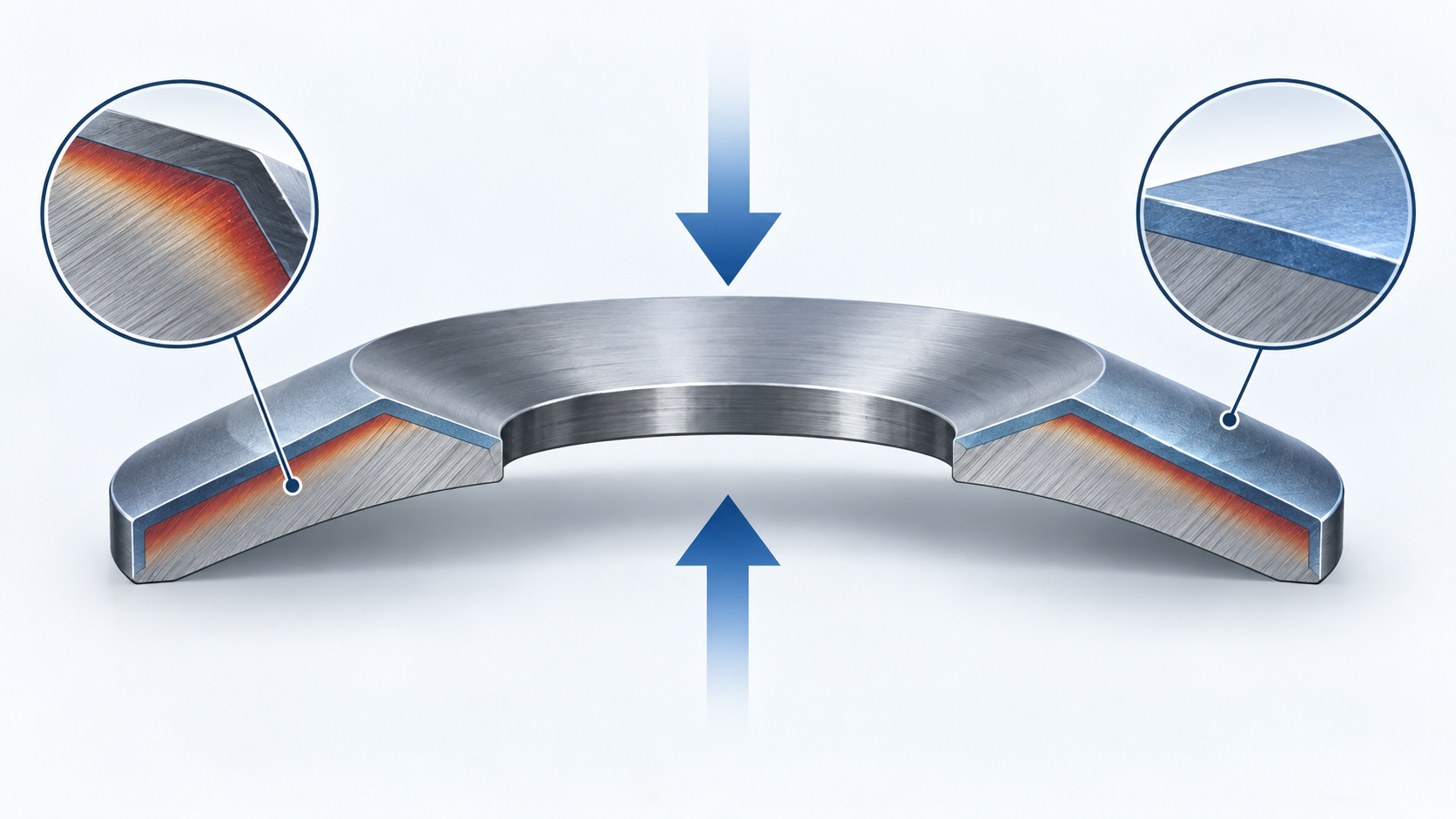 Disc spring heat-treatment and inspection workflow illustration