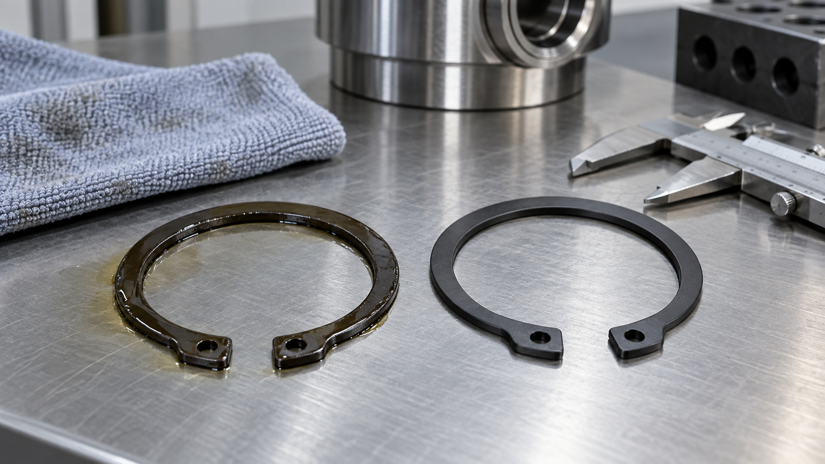 Phosphate Coating on Steel Retaining Rings: Oil, Corrosion and DIN Finish Checks