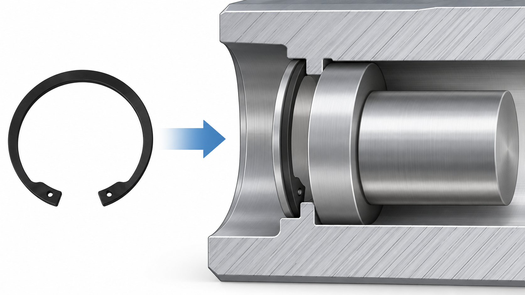 Internal retaining ring seating into a bore groove