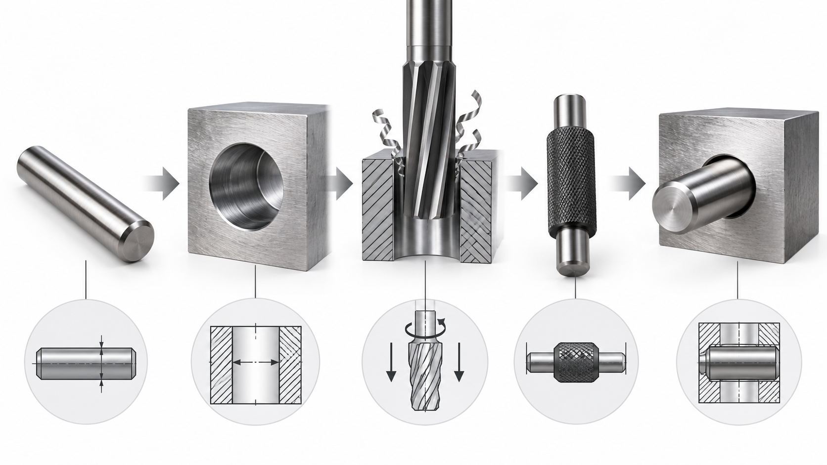Workflow for reading a dowel pin press fit chart and checking the receiving hole